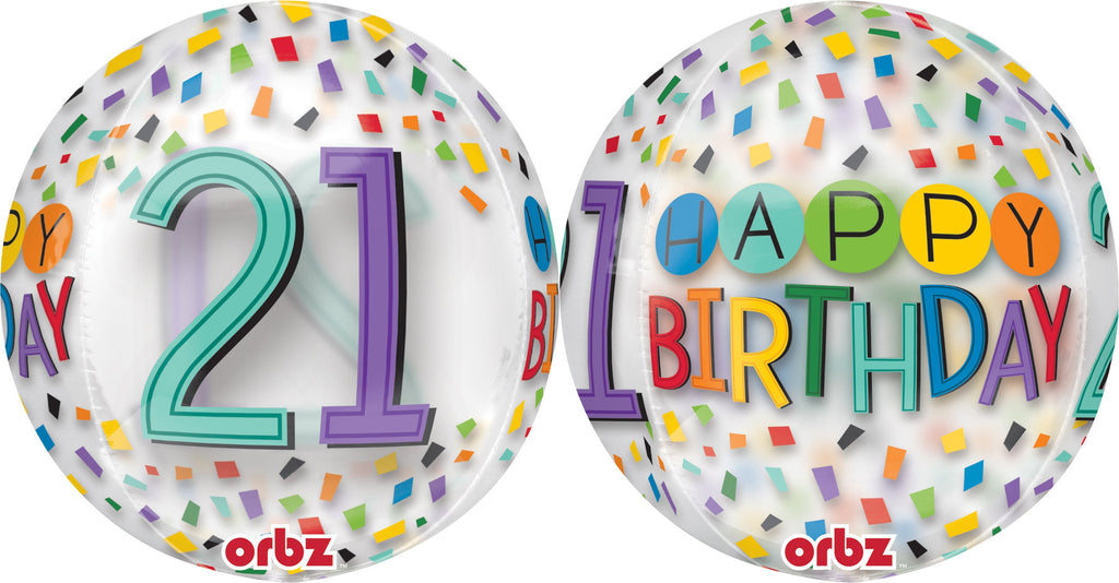 16" Happy 21st Birthday Rainbow Balloon