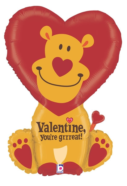 32" Foil Shape Balloon Grrreat Valentine Lion
