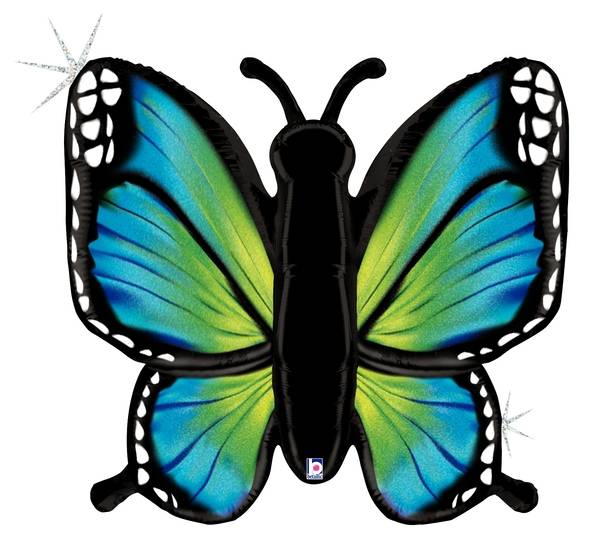 46" Holographic Radiant Butterfly-Blue Foil Balloon