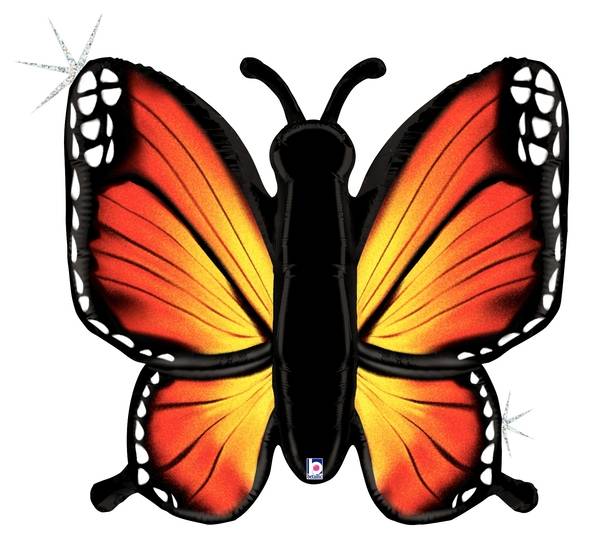 46" Holographic Radiant Butterfly-Orange Foil Balloon