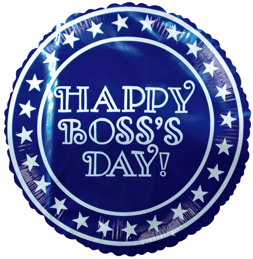9" Airfill Only Happy Boss Day Blue Balloon