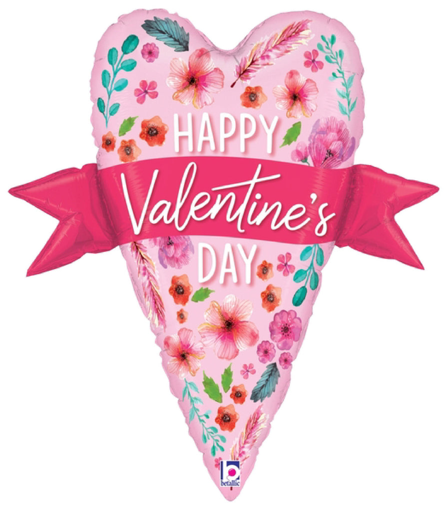 29" Foil Balloon Shape Watercolor Valentine Banner Heart