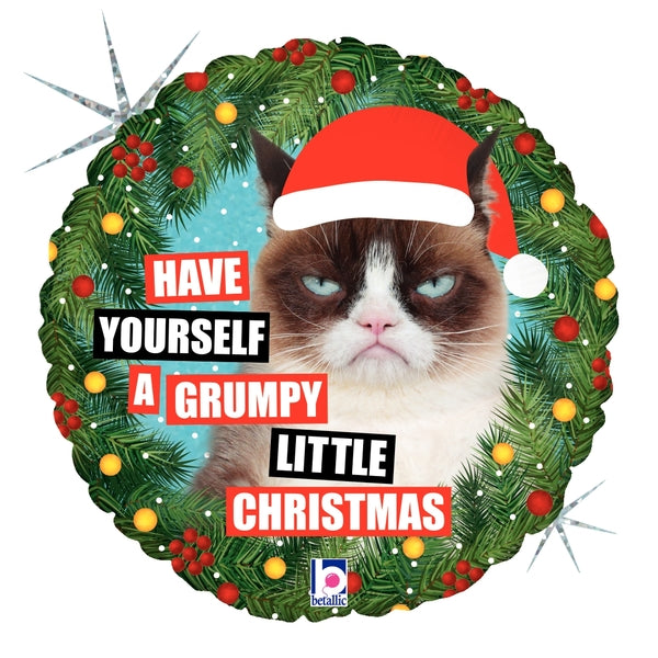 18" Holographic Licensed Balloon Grumpy Cat Christmas