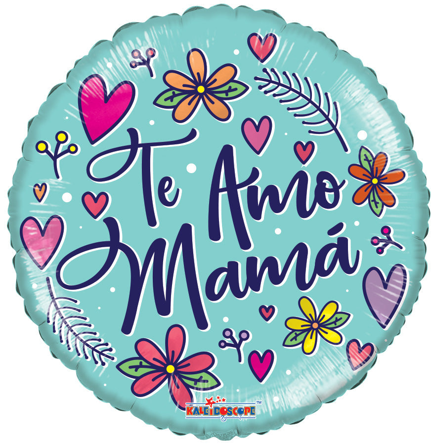 18" Te Amo Mamá Flores Foil Balloon (Spanish)