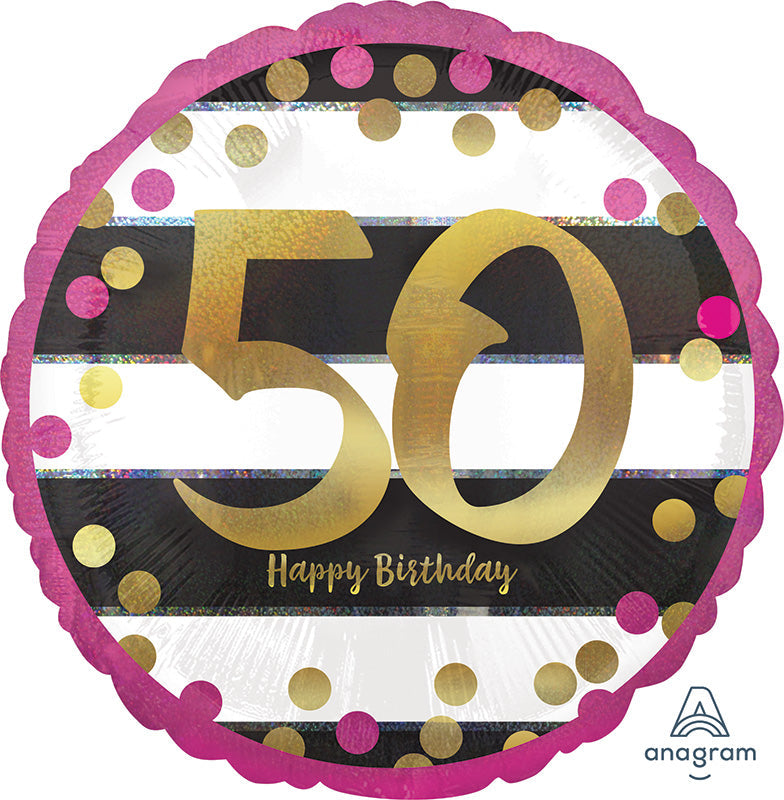 18" Pink & Gold Milestone 50 Foil Balloon