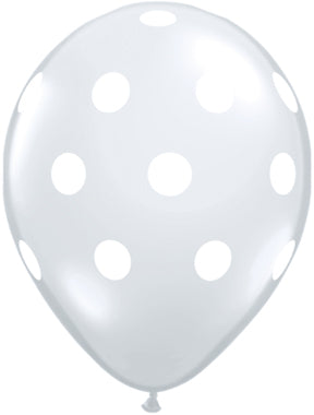 11" Big Polka Dots Diamond Clear (50 Per Bag) Latex Balloons