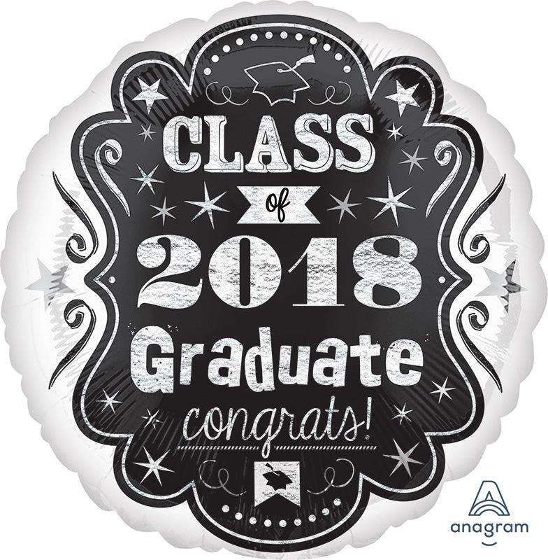 18" Graduation Class of 2018 Chalkboard Foil Balloon