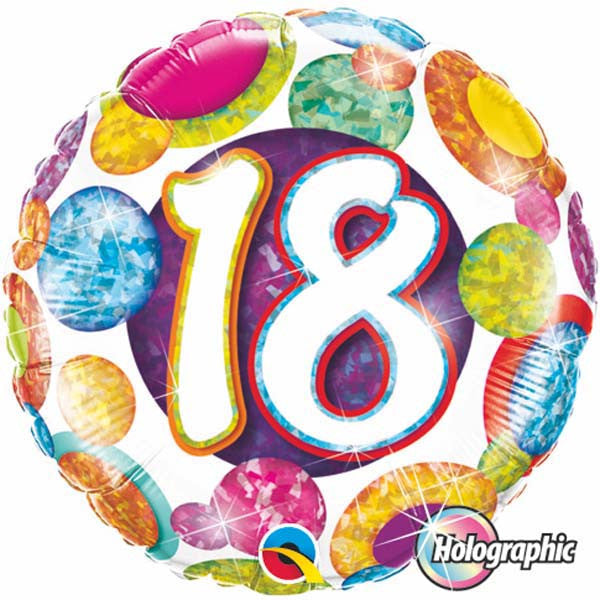 18" Eighteen Big Dots & Glitz 18 Mylar Balloon