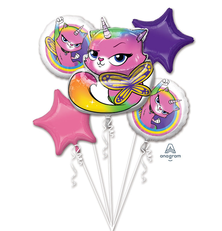 Rainbow Butterfly Unicorn Kitty Bouquet Foil Balloon