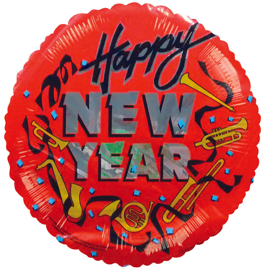 4" Airfill Only Balloon Happy New Years Red