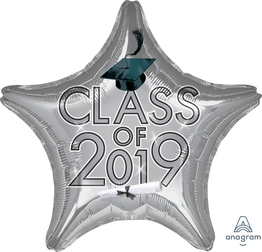18" Graduation Class of 2019 - Silver Foil Balloon