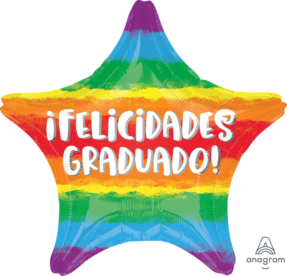 18" Watercolor Felicidades Graduado Foil Balloon (Spanish)