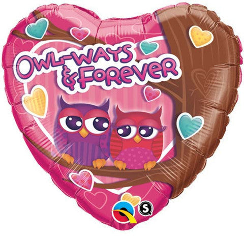 18" Owl-Ways & Forever Packaged Mylar Balloon