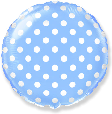 18" Round Polka Dots Balloon Light Blue