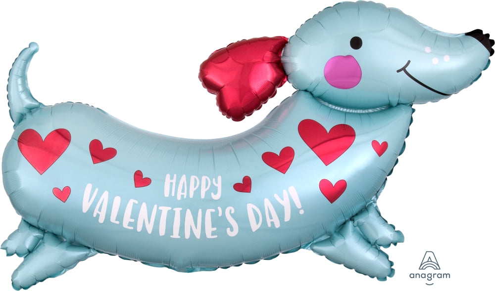 37" SuperShape Happy Valentine's Day Weiner Dog Foil Balloon