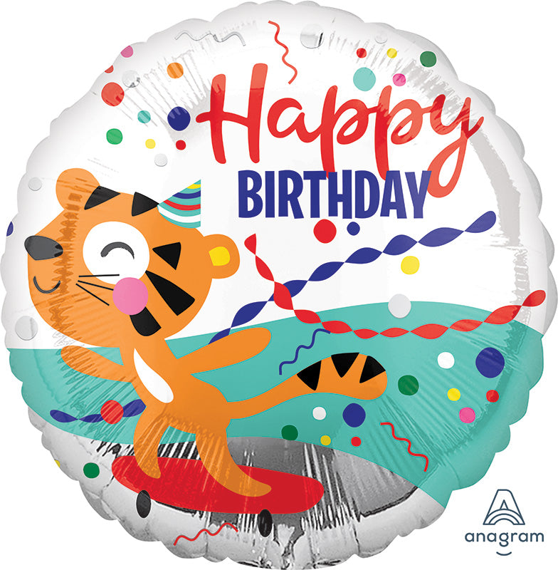 18" Happy Tiger Birthday Foil Balloon