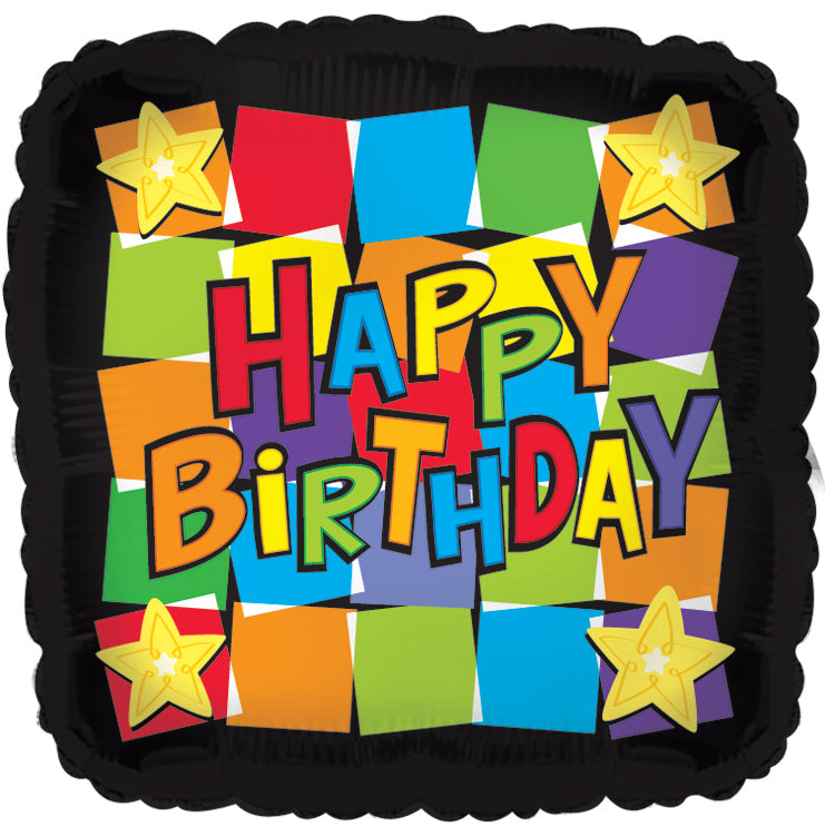 18" Happy Birthday Dancing Squares Balloon