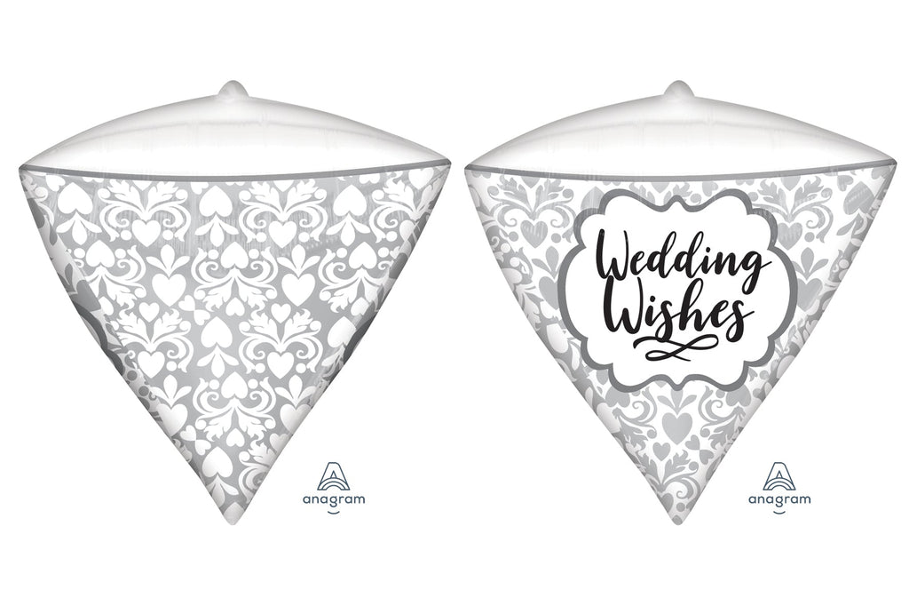 17" UltraShape Diamondz Wedding Wishes Flourish Foil Balloon
