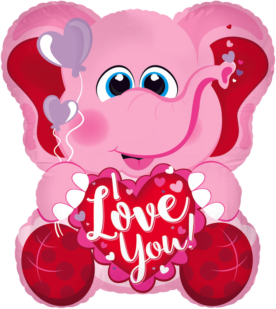 10" Airfill Only I Love You Pink Elephant Shape Balloon