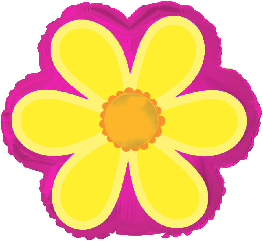 9" Airfill Only Yellow Flower With Pink Background Foil Balloons