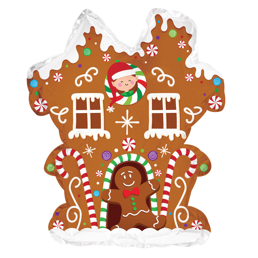 12" Airfill Only Gingerbread House Foil Balloon