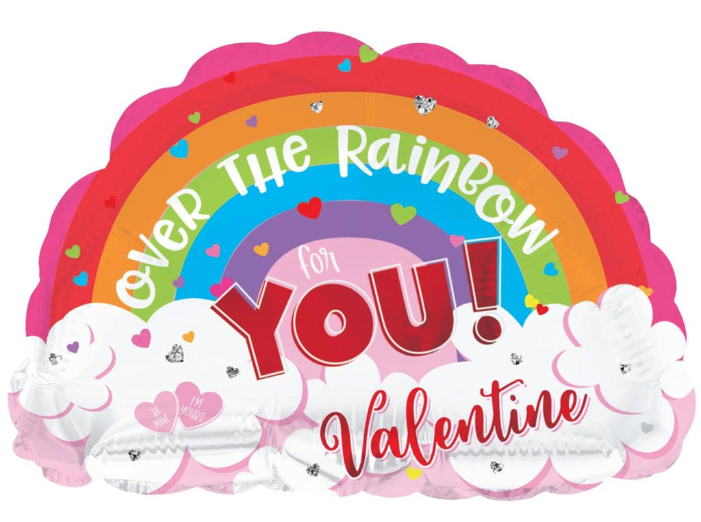 10" Airfill Only Valentine Rainbow Foil Balloon