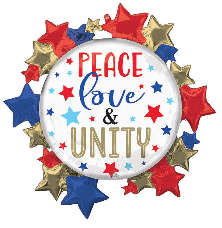 30" SuperShape Peace Love Unity Stars Foil Balloon