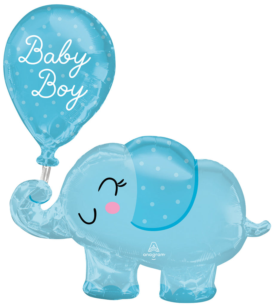31" SuperShape Baby Boy Elephant Foil Balloon
