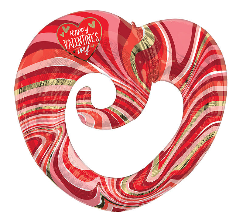 30" Happy Valentine's Day Marble Twisty Heart Foil Balloon