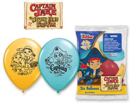 12" (6 Count) Special Assorted Jake Never Land Pirates Latex Balloons