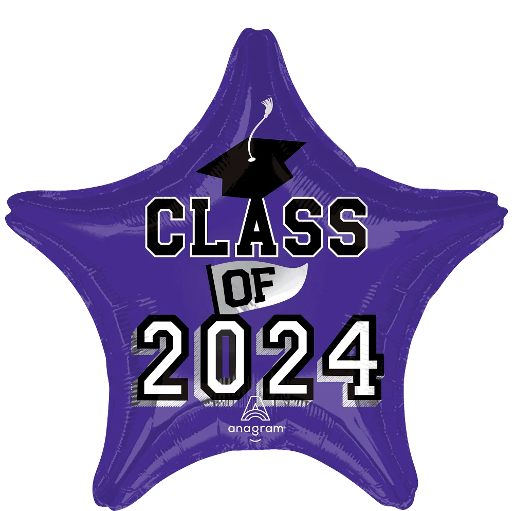 46640 Class of 2024 Purple foil balloons anagram 