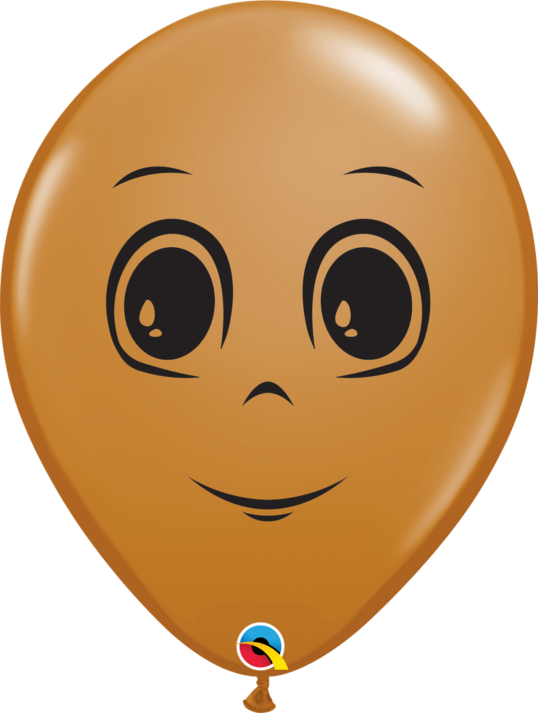 16" Mocha Brown (50 Count) Masculine Face Latex Balloons