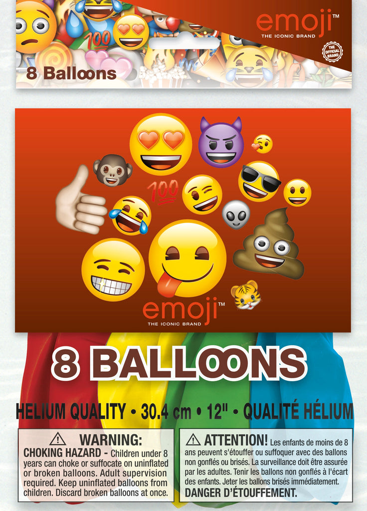 12" (8 Count) Latex Balloons - Emoji