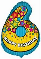 25" Number 6 Happy Birthday Shape Foil Balloon