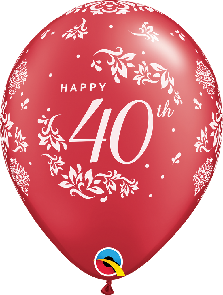 11" Pearl Ruby Red (50 Per Bag) 40th Anniversary Latex Balloons