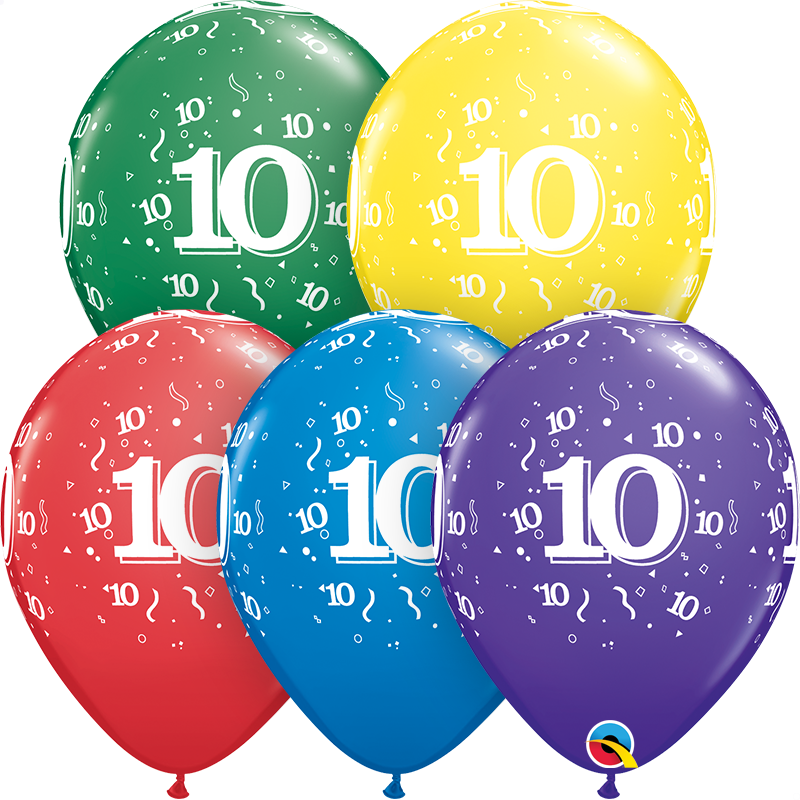 11" Special Assorted (50 Count) 10 Confetti Latex Balloons