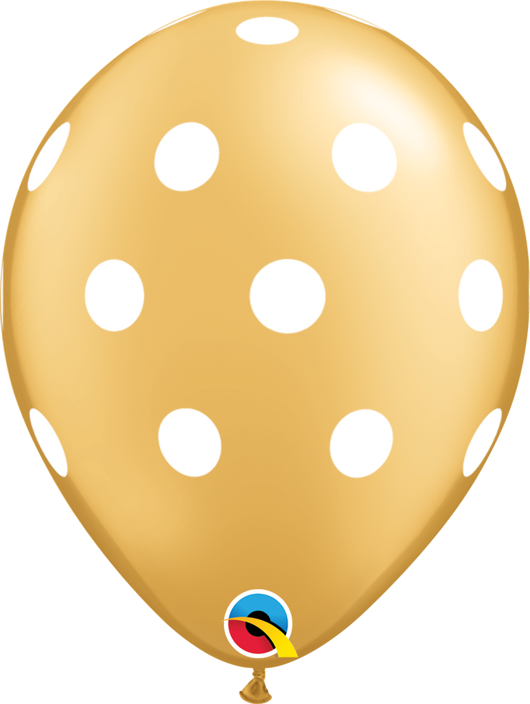 11" Gold Big Polka Dots Latex Balloons (50 Count) Bag