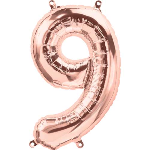 34" Northstar Brand Packaged Number 9 - Rose Gold Balloon