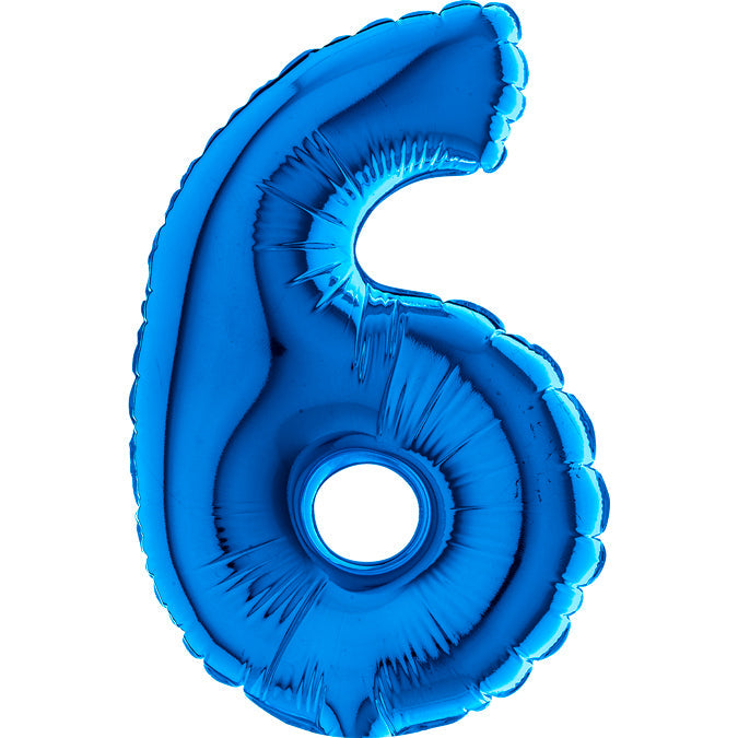 7" Airfill Only (requires heat sealing) Number Balloon 6 Blue