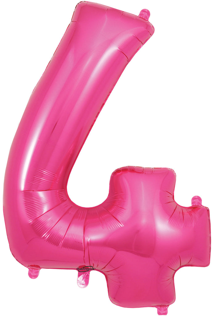 34" Number 4 Pink Oaktree Foil Balloon