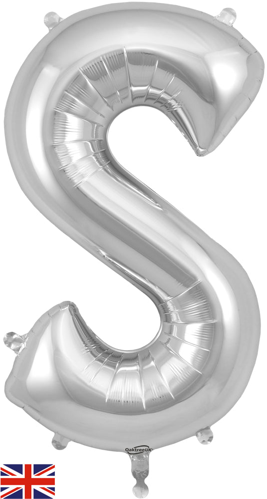 34" Letter S Silver Oaktree Brand Foil Balloon