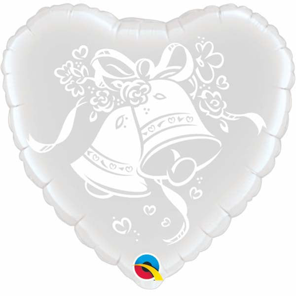 18" Wedding Bells Heart Packaged Mylar Balloon