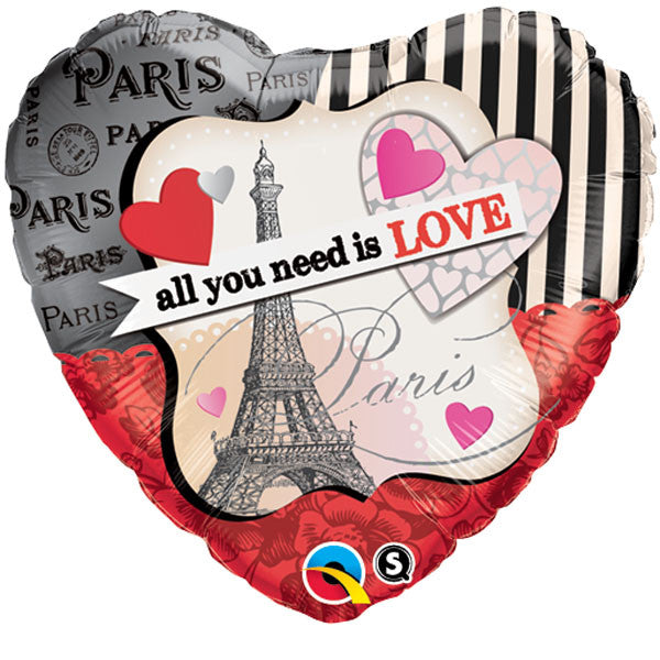 18" All You Need Is Love Paris Foil Balloon