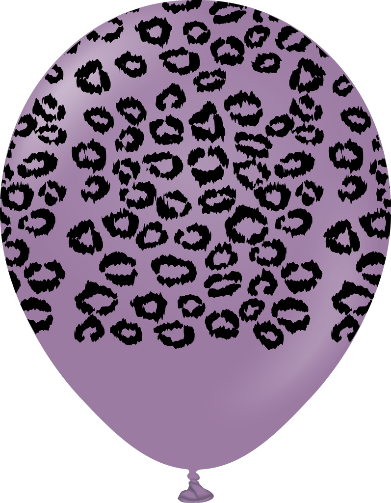 12" Safari Leopard Printed Lavender Retro Kalisan Latex Balloons (25 Per Bag)