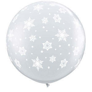 36" Clear Snowflakes Latex Balloons