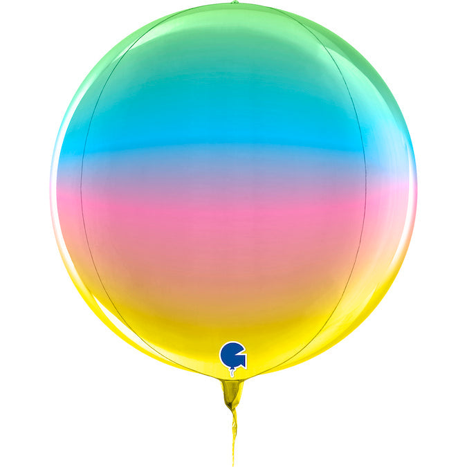 15" (22" Deflated) Globe Rainbow 4D Foil Balloon
