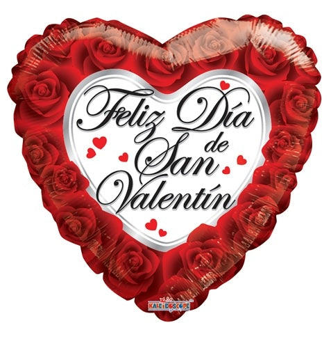 18" Rosas Feliz Dia De San Valentin Balloon (Spanish)
