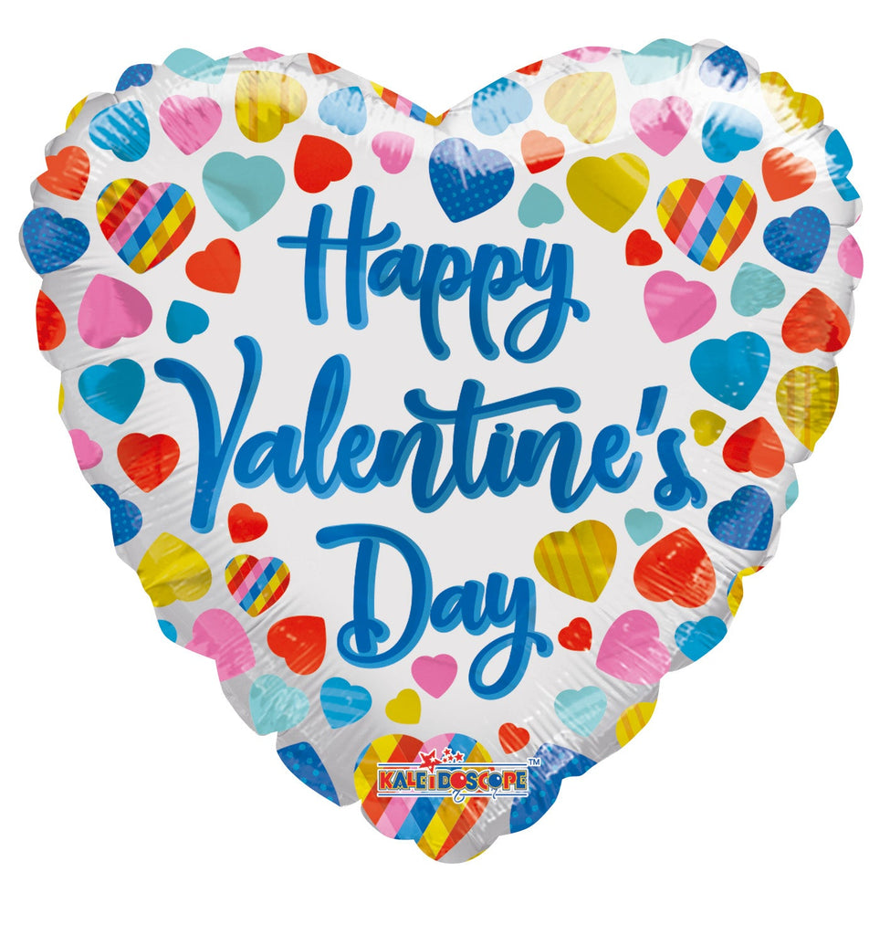 18" Happy Valentine's Day Multicolor Hearts Foil Balloon