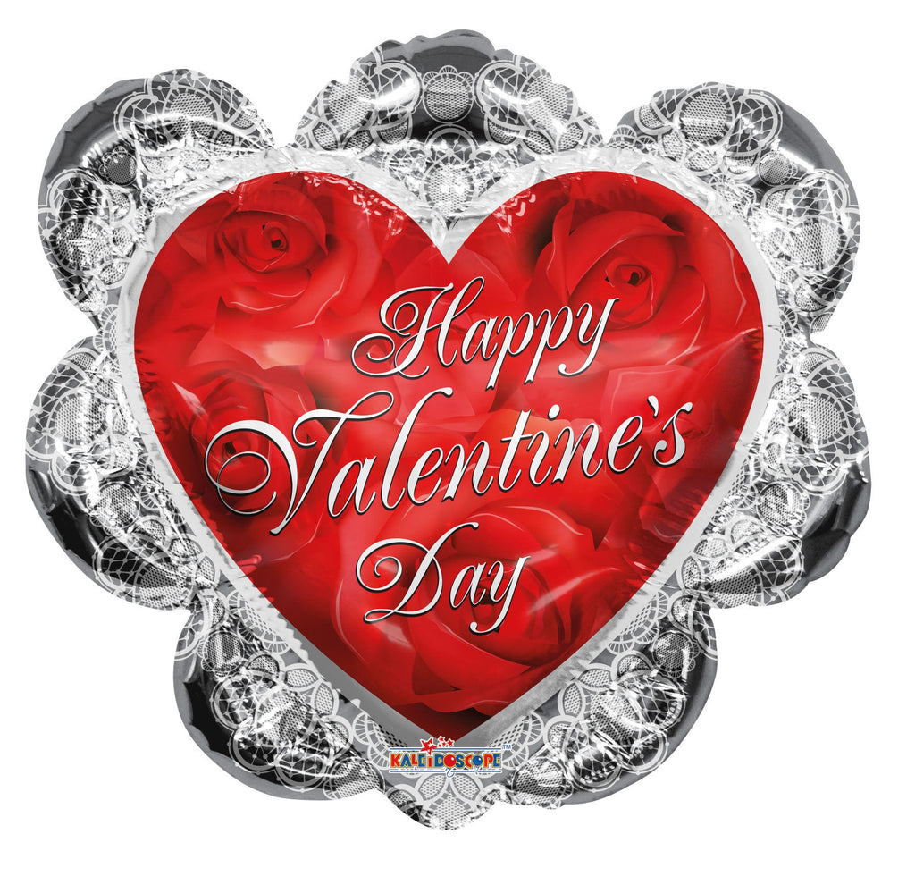 26" Happy Valentine Day Ruffled Heart Foil Balloon