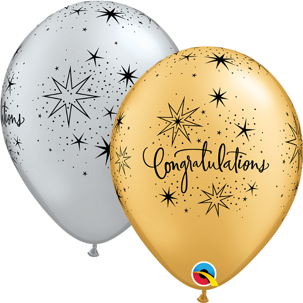 11" Congratulations Elegant (50 Per Bag) Latex Balloons